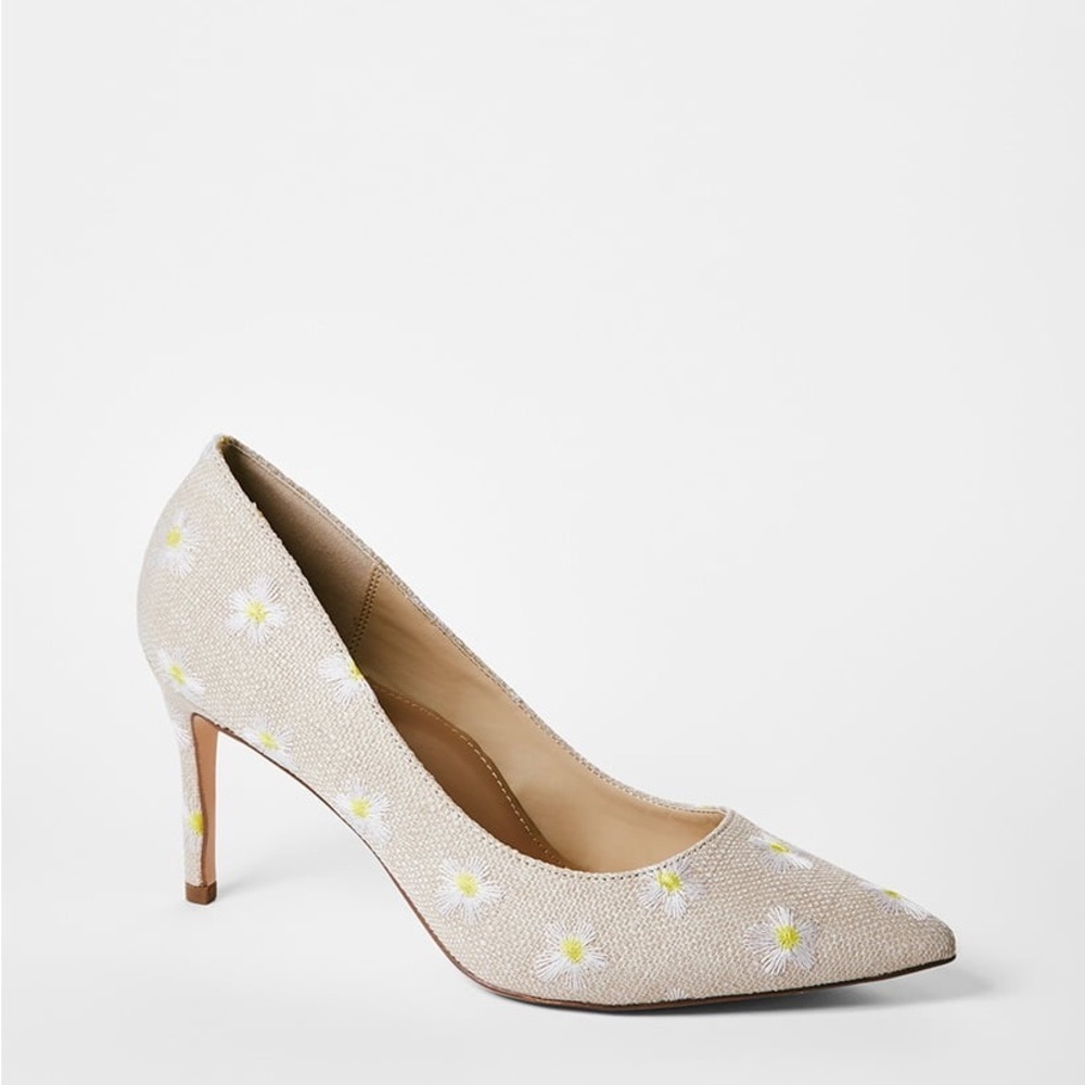 JUSTFAB Khloy Classic Pump Beige Floral Women's High Heels Shoes Size 8